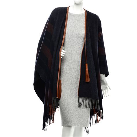 HERMES Merino Wool Cashmere Rocabar Poncho Gris